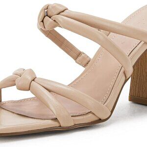 Women's Faux Leather Open Toe Sandals Size 10 Block Heel Slip On Shoes